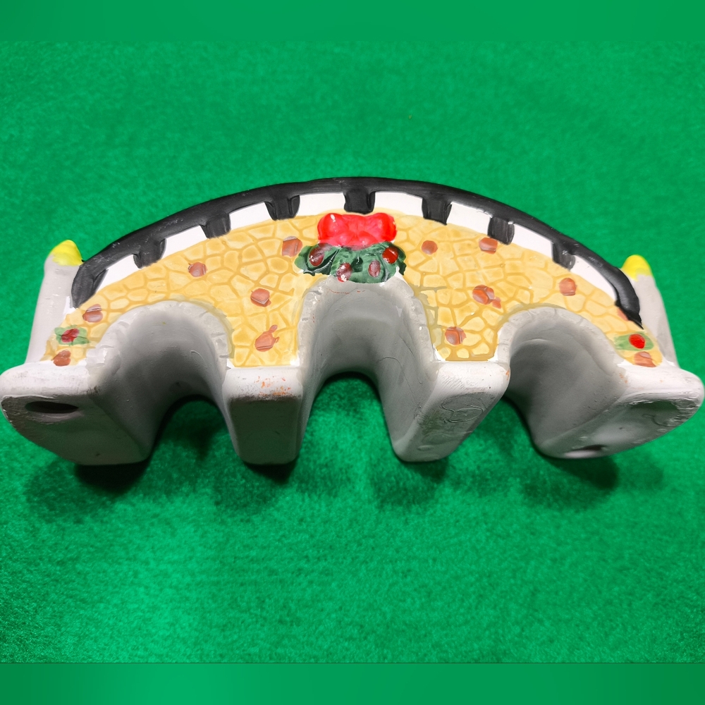 Christmas Village Bridge with Holiday Wreath